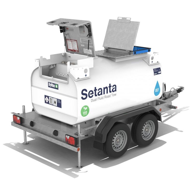 Dymac Setanta Dual Fluid - 1450/350L Road-Tow Lid open