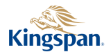 Kingspan logo with a gold eagle on a blue background