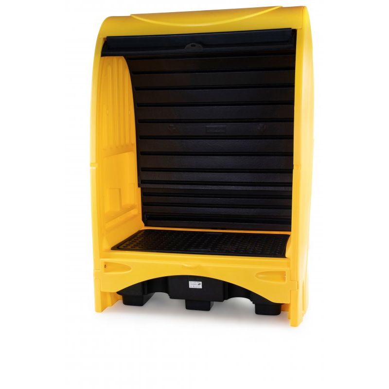 2 Drum Hardcover Spill Pallet roller door open