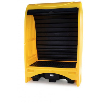 2 Drum Hardcover Spill Pallet roller door open