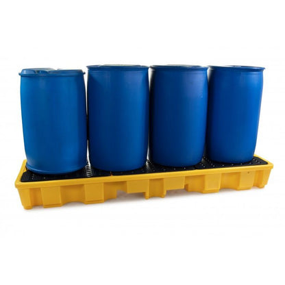 4 Drum In-Line Spill Pallet with 4 drums