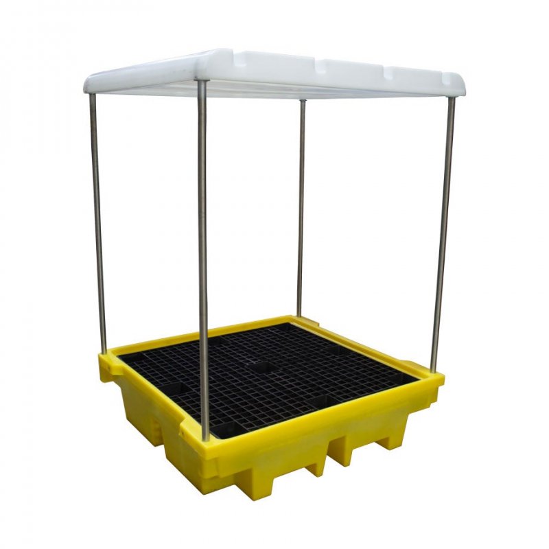 Covered 4 Drum Spill Pallet Bund 410ltr Sump BP4C