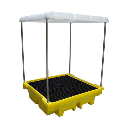 Covered 4 Drum Spill Pallet Bund 410ltr Sump BP4C