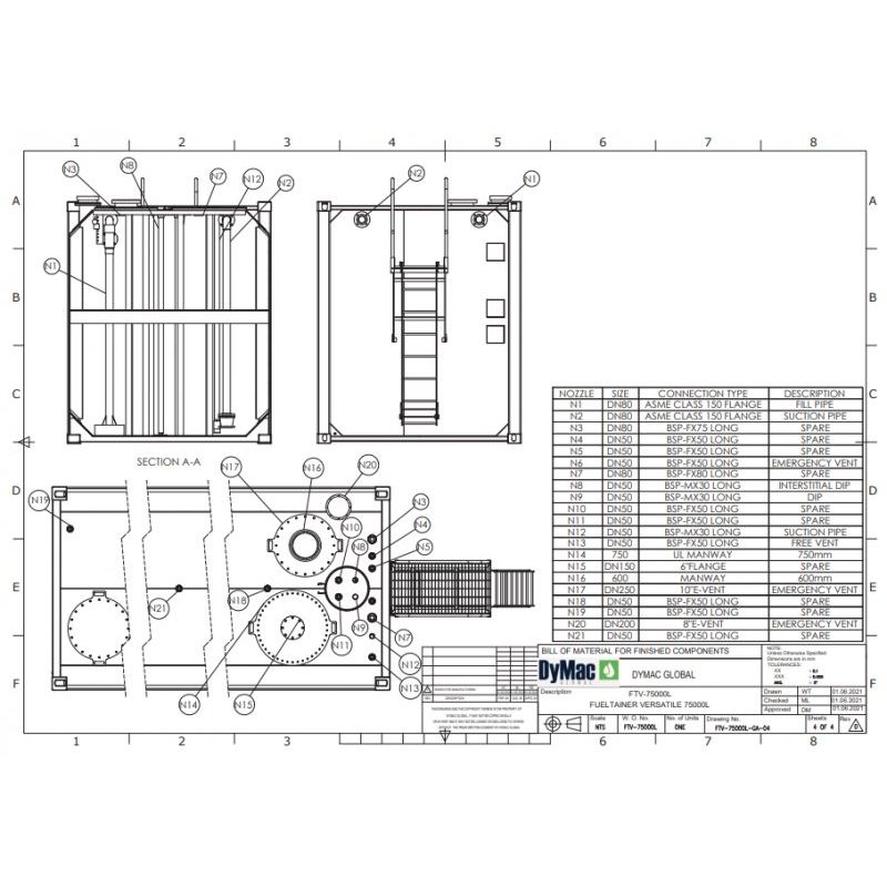 Dymac FuelTainer Versatile 75000 Litre Steel Bunded Diesel Tank