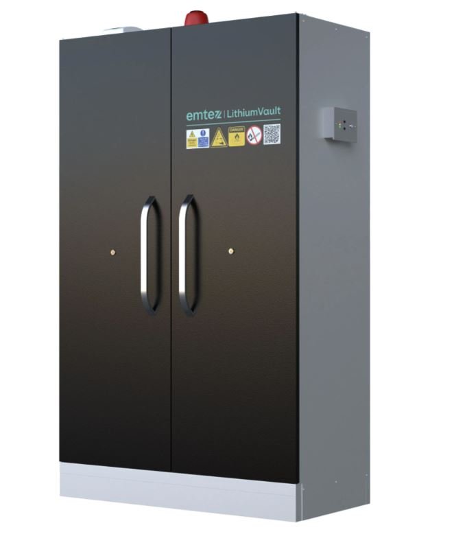 Romold 90 Minute 2 Door Lithium-ION Battery Cabinet With Charging & Firepro Suppression & Alarm